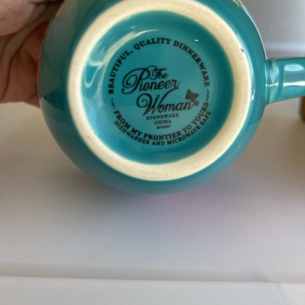 The Pioneer Woman Aqua and Red Floral Mug - Picture 3 of 3